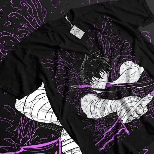 Solo Leveling Sung Jinwoo New Anime Manga Black Shirt All Size T-Shirts