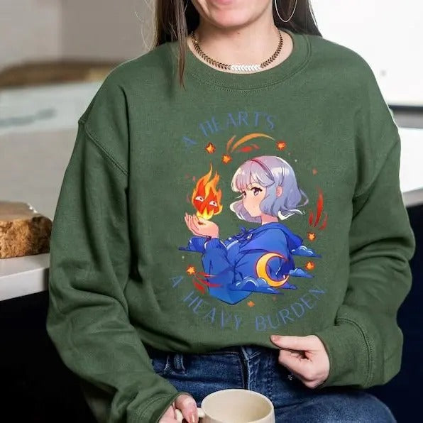 Sophie Calcifer Heart'S Heavy Burden Studio Ghibli Ghibli Studios Shirt Howls Moving Castle Shirt Ghibli Sophie Shirts Calcifer Ghibli Calcifer Shirt Anime Lover Trending Ghibli Shirt Sw T-Shirts