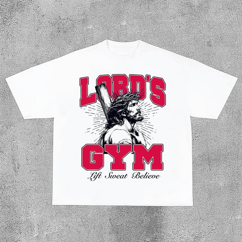 Sopula Casual Jesus God Gospel Sports Letters Lord'S Gym Printed Pattern Cotton T-Shirts