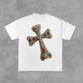 Sopula Diamond Cross Print Cotton T-Shirts