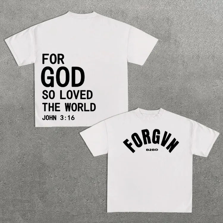 Sopula God So Loved World Print Cotton T-Shirts