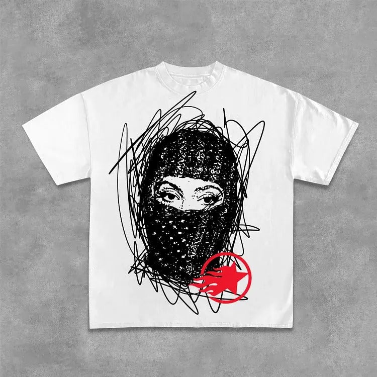 Sopula Gang Graffiti Mask Printed Cotton T-Shirts