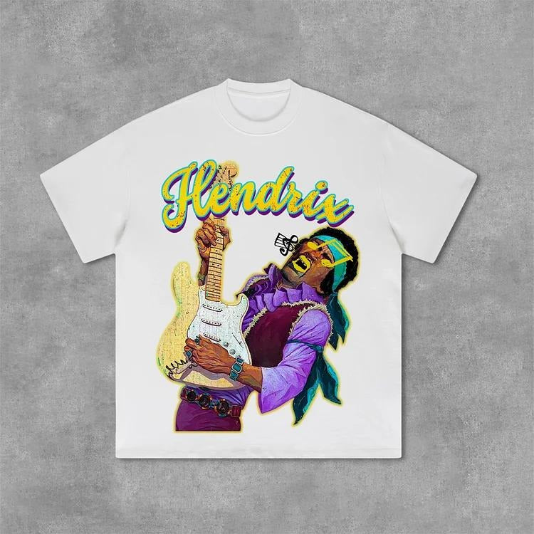 Sopula Hendrix Guitarist Print Cotton T-Shirts