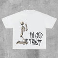 Sopula God We Trust Letters Skull Print Short Sleeve T-Shirts