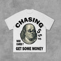 Sopula Vintage Chasing Money Print Cotton T-Shirts