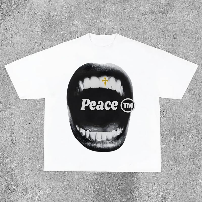 Sopula Vintage Peace Multi Element Casual Street Basketball T-Shirts