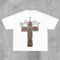 Sopula Vintage Saint Cross Graphics Printed Cotton T-Shirts