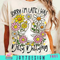 Sorry I'M Late I Was Dilly Dallying Goose Shirt Funny Goose Boho Floral Funny Sarcastic Retro Aesthetics Shirt T-Shirts