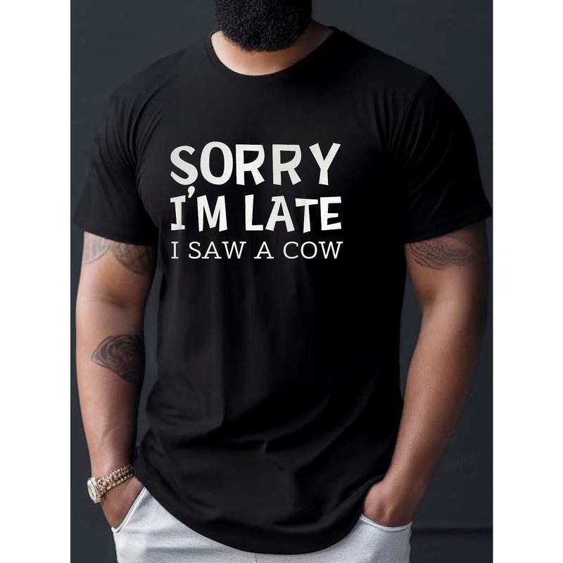 Sorry I'M Late Print Casual Short Sleeve Summer Made USAstyle{N002}2 T-Shirts