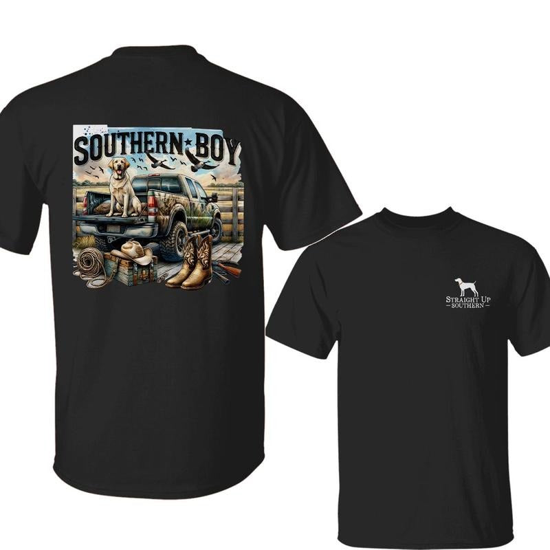 Southern Boy Country Truck Straight Up Southern Cowboy Gear Shirt Rural Life & Hunting Fishing Western Menswear T-Shirts