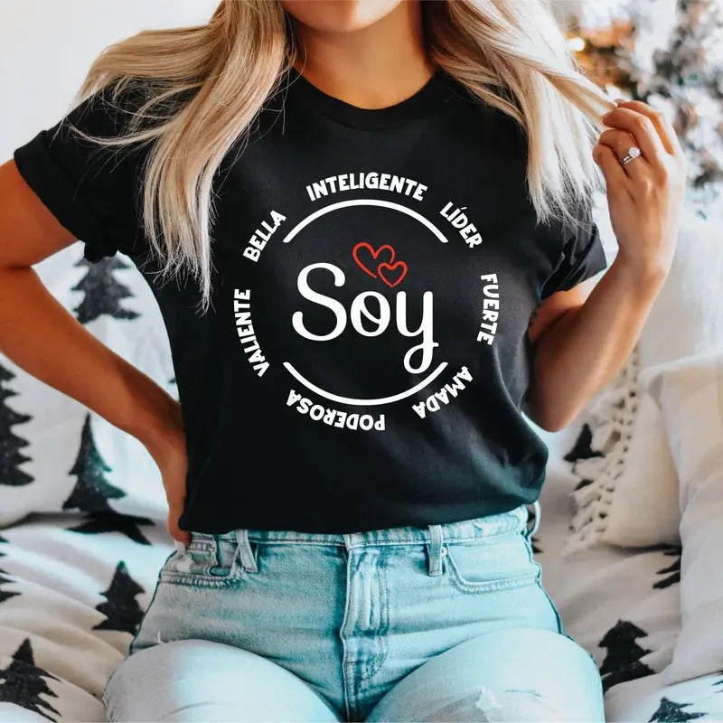 Soy Mujer Valiente Poderosa Shirt Mexican Latina Pride Mexican Latina Muier Short Sleeve T-Shirts
