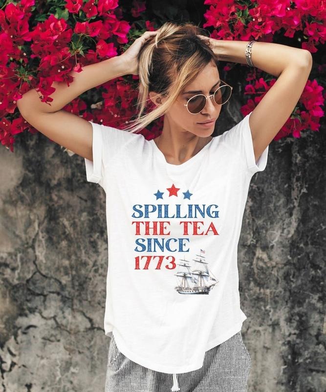 Spilling Tea Since 1773 Happy 4th July Independence Day Red White Blue Patriotic America Shirt George Washington 02 T-Shirts