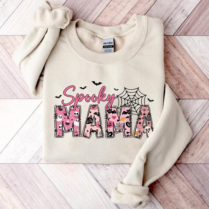 Spooky Mama Shirt Cute Halloween Moms Fall Mama Spooky Season Shirt T-Shirts
