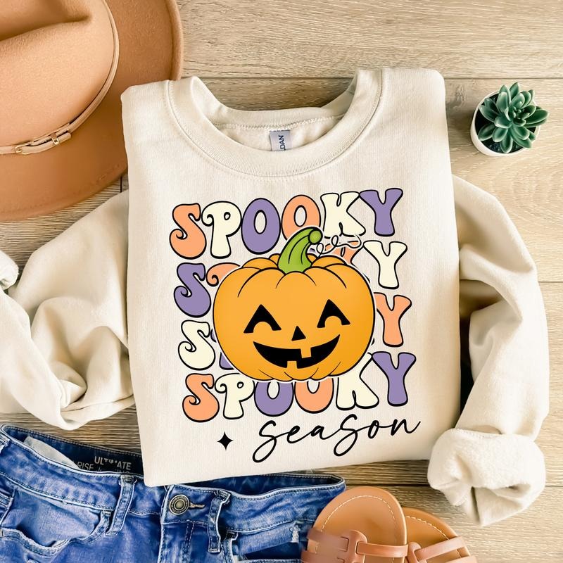 Spooky Season Halloween Spooky Mama Retro Halloween Spooky Season Pumpkin Fall Halloween Shirt TK43GN T-Shirts