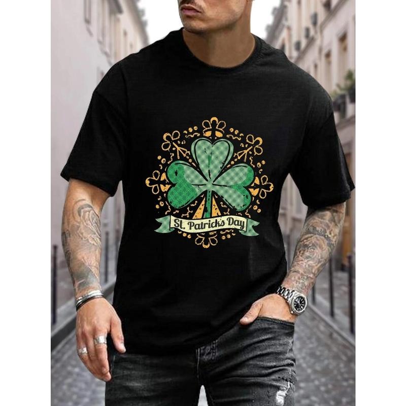 St Patrick'S Day Clover Print Casual Short Sleeve Summer Made USA T-Shirts