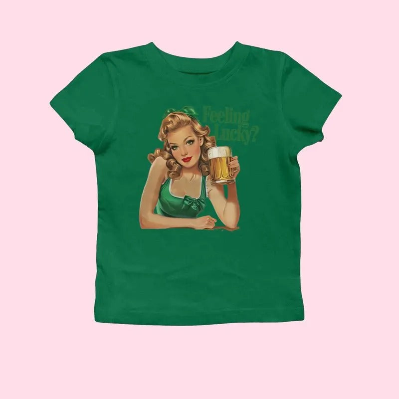 St Patty'S Day Baby Feeling Lucky Retro Baby St Paddys Day Y2k Baby Luck Irish Baby T-Shirts