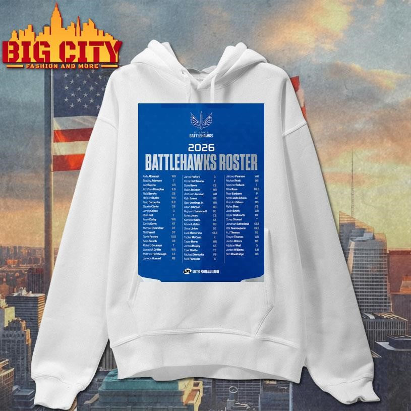 St. Louis Battlehawks United Football League 2026 Battlehawks Roster Poster Shirt