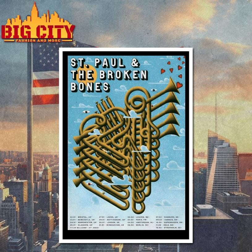 St. Paul &amp; The Broken Bones EU 2026 Tour Poster Shirt