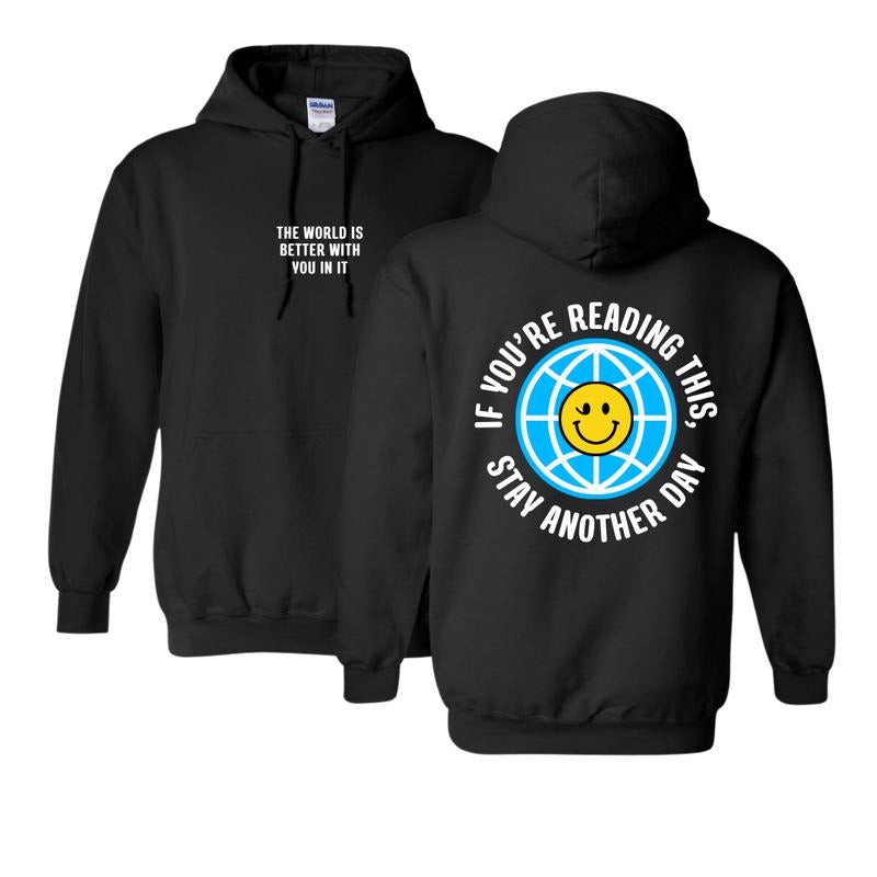 Stay Another Day If You'Re Reading This Mental Health Awareness Black Orchid Sand Up 5x Casual Fabric Tops Menswear Soft T-Shirts