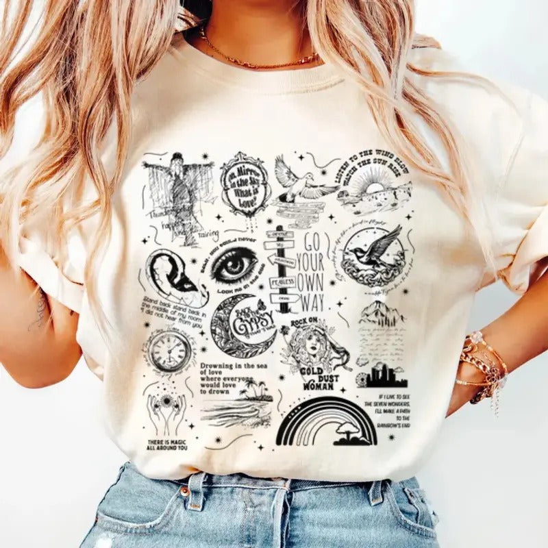 Stevie Nicks Tracklist Shirt Stevie Nicks Short Sleeve Cotton Fit Top T-Shirts