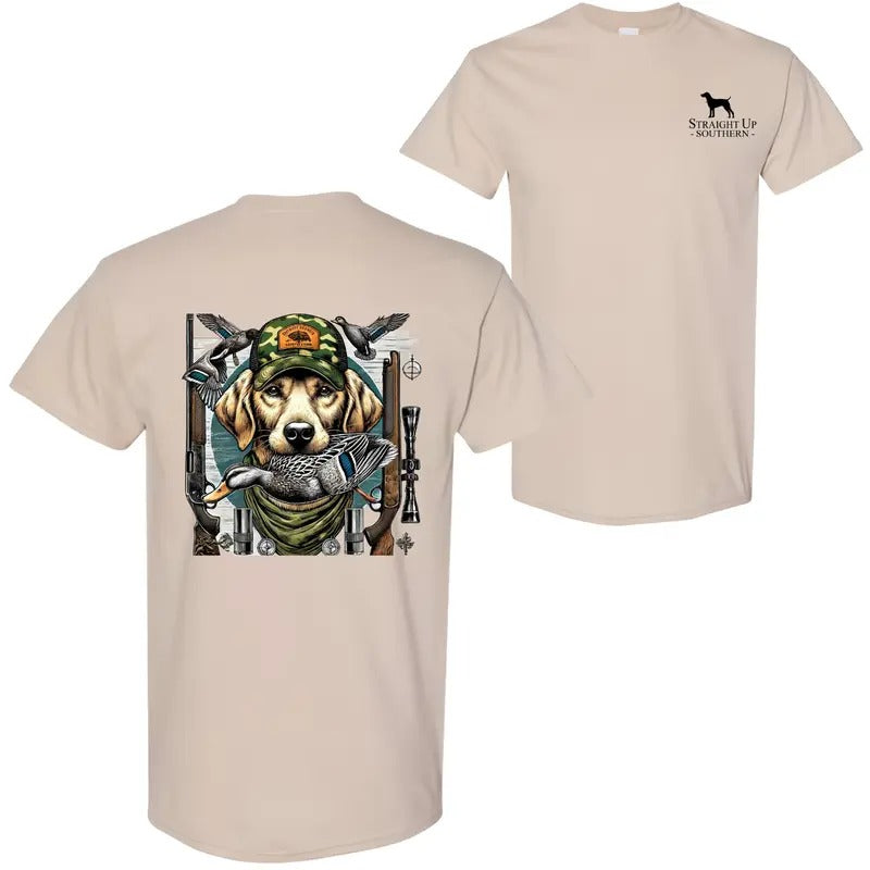 Straight Up Southern Duck Hunting Camo DRG Hunting Dog Outdoor Enthusiasts Comfortable Casual Hunting T-Shirts