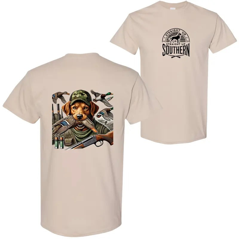 Straight Up Southern Duck Hunting Camo Dog Mallard Outdoor Enthusiasts Comfortable Hunting Adventures T-Shirts