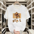 Street Cotton Fun Bear Barcode Daily T-Shirts