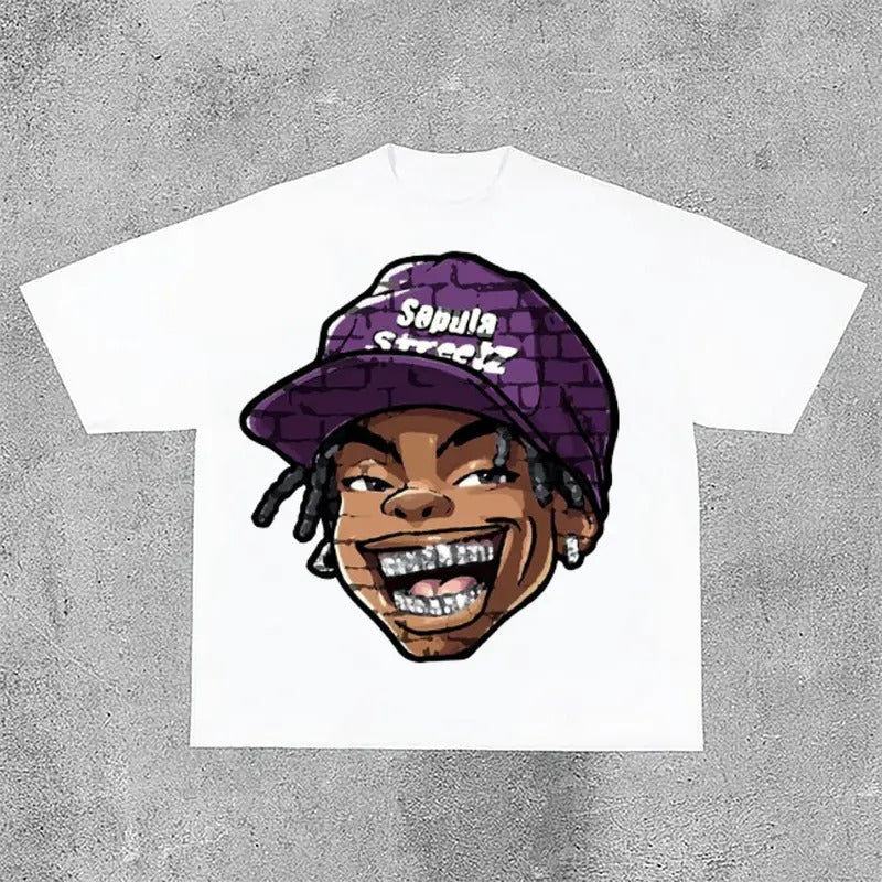 Street Trend Cartoon Graffiti Big Head Cotton T-Shirts