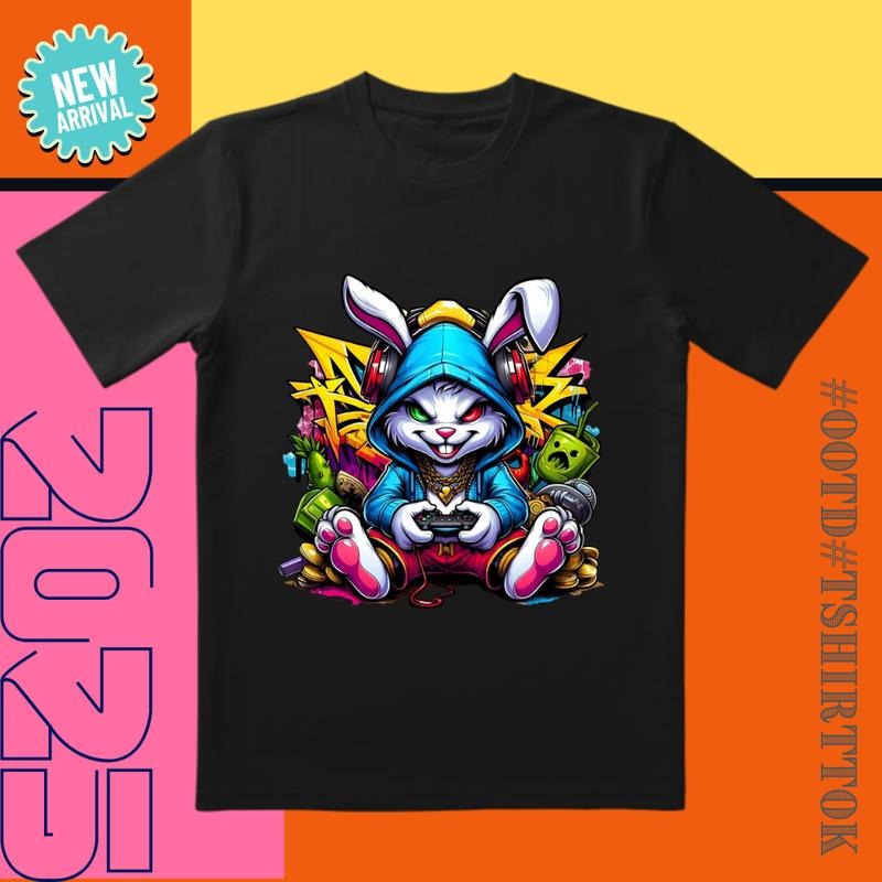'Burst Bunny' 3D Ear Gaming Controller Gaming Hub Date Night Streetwear T-Shirts