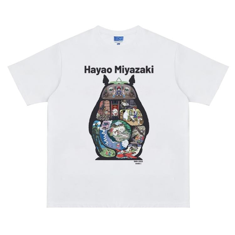 Studio Ghibli "Fan Tribute " Vintage Anime 100% Cotton Original Top Fans DTG Printing Menswear Streetwear Tropical Round Neck T-Shirts