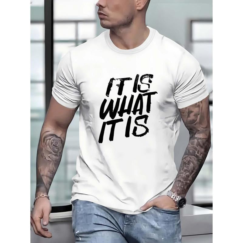 Crew Neck Short Sleeve Casual " Is What Is" Print Soft Breathable Relaxed Fit Everyday Activities Made USA T-Shirts