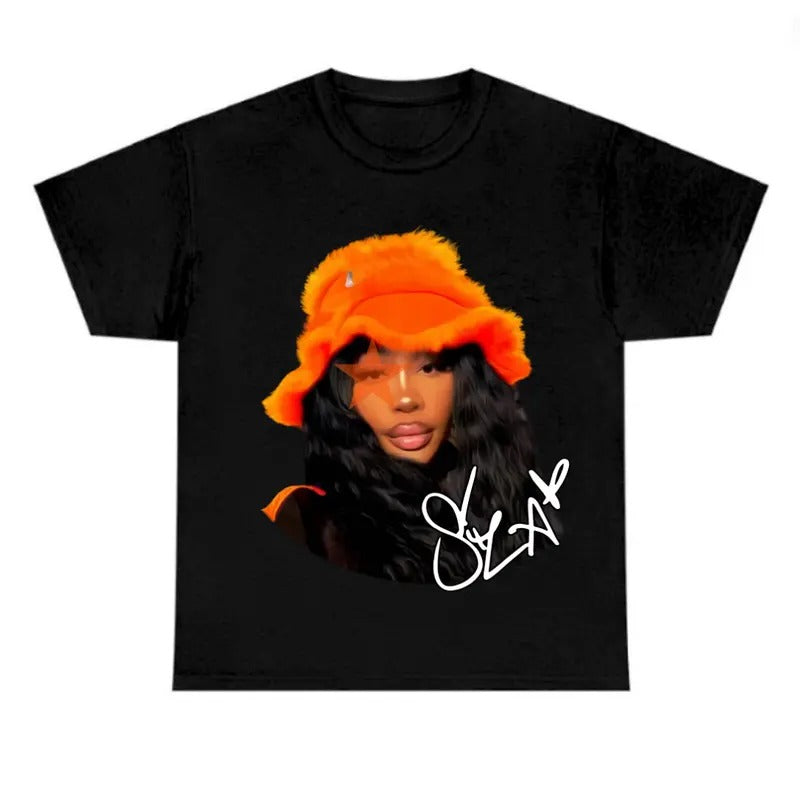 Sza Star Orange Fan Classic Cotton Fabric Menswear T-Shirts