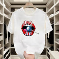 Edgy Red Lips & Lollipop Print Spiced Up Letters. Pure Cotton Comfy Street Lovers T-Shirts