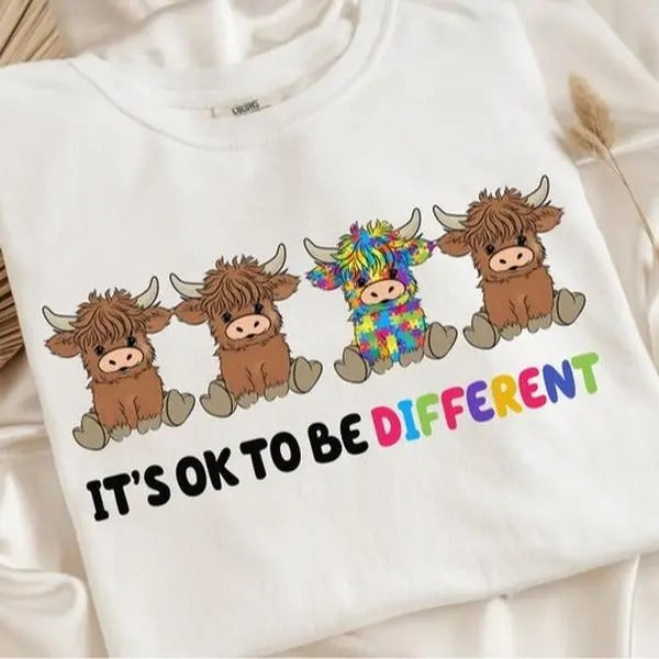 'S Ok Be Different Different Cow 100% Cotton T-Shirts
