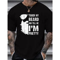 TOUCH MY BEARD Casual Crew Neck Short Sleeve Print Top Comfortable Made USA T-Shirts