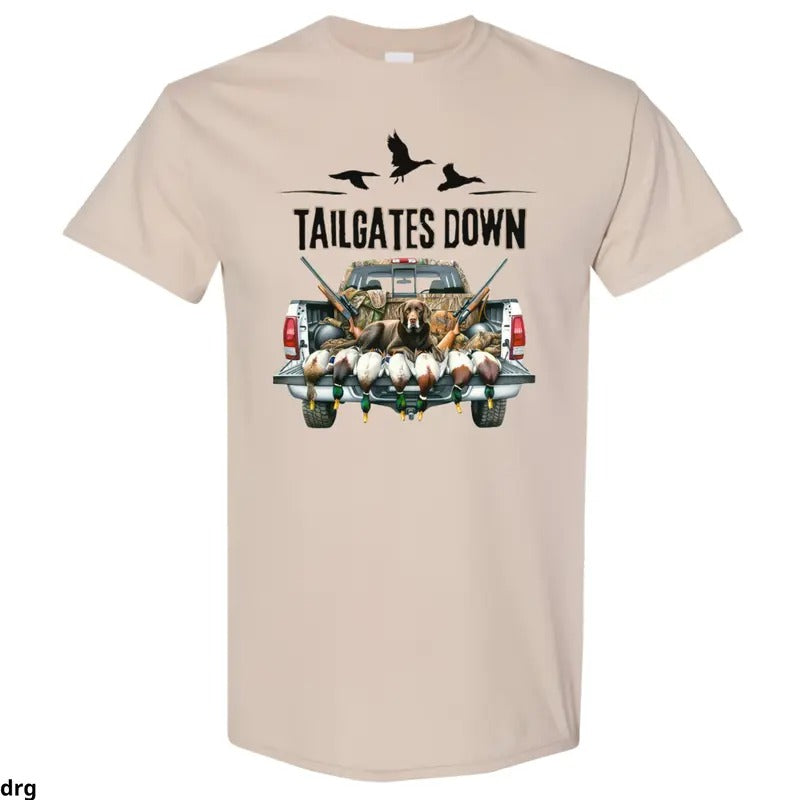 Tailgates Down Hunting Outdoor Duck Hunters Dog Lovers Comfortable Hunting Themed T-Shirts