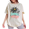 Tanned Tipsy Shirt Summer Vintage Summer Vacation Printed Tops Seasonal Shirt Comfy Beach Holidays Lover Beach Day Drinks Womenswear Cotton Fabric Relaxed Chic T-Shirts
