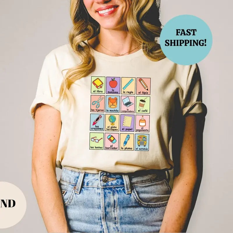 Teacher Shirt Maestra Loteria Maestra Shirt Dual Language Crew Bilingual Teacher Spanish Teacher Spanish Teacher Maestra Bilingue T-Shirts