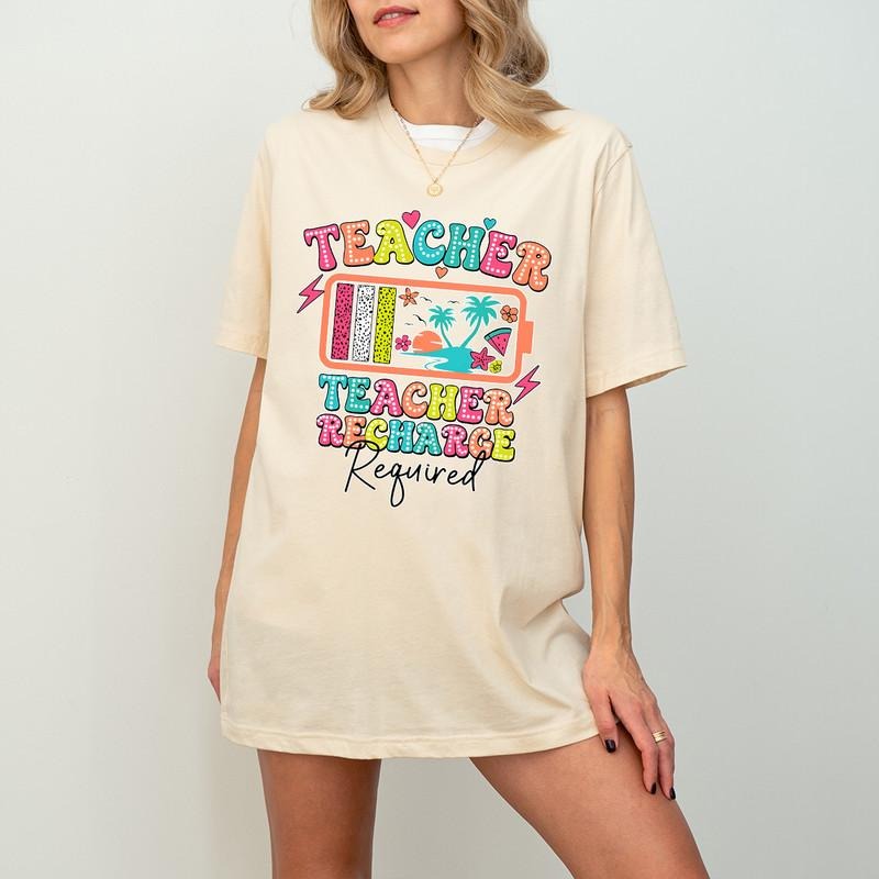 Teacher Summer Recharge Required Shirt Funny Teacher Summer Shirt Teacher Teacher Vacation Shirt Summer Break Shirt End Year T-Shirts