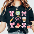 Teacher Pink Bows Coquette Back School Shirt Teacher Appreciation Preppy Teach DYC8D T-Shirts