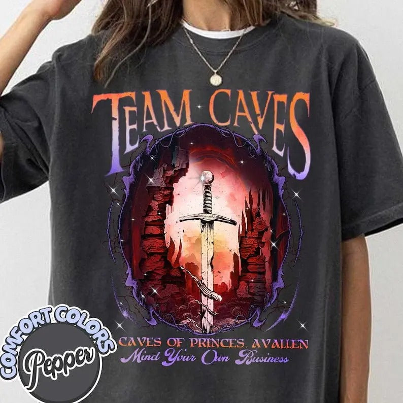 Team Caves Crescent City 3 Shirt House Flame Shadow Team Caves Hofas Princes Avallen Fae Sjm Bookish T-Shirts