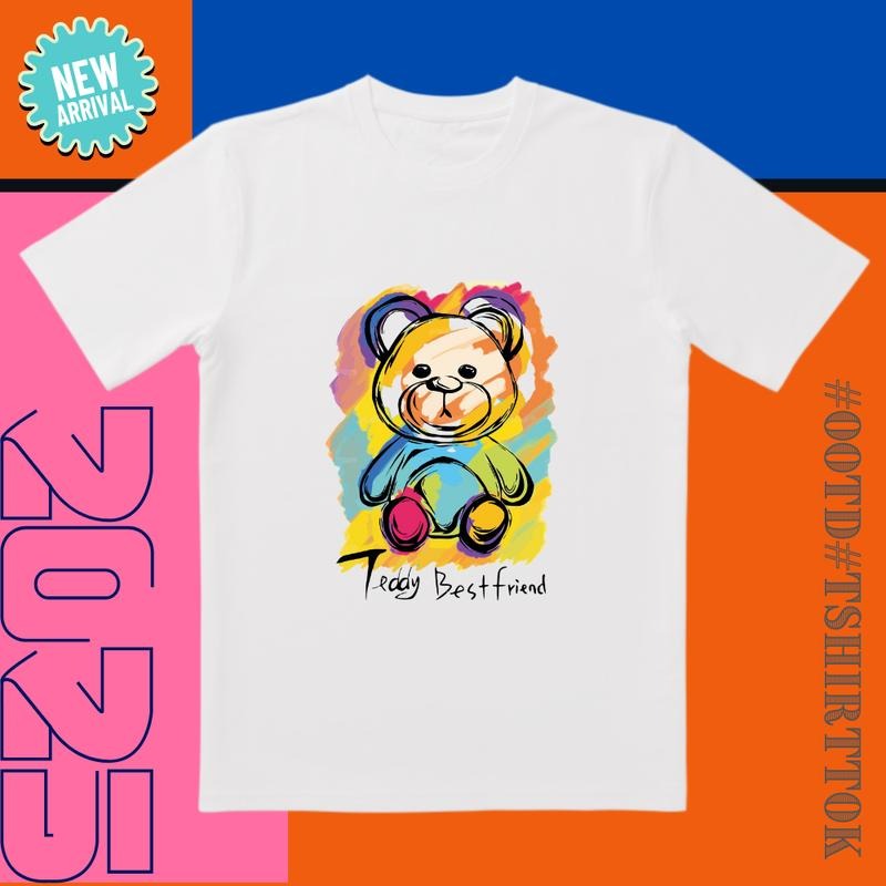 Teddy Bear * Colorful Graffiti 'Be My Body Best Friend' Healing Daily T-Shirts