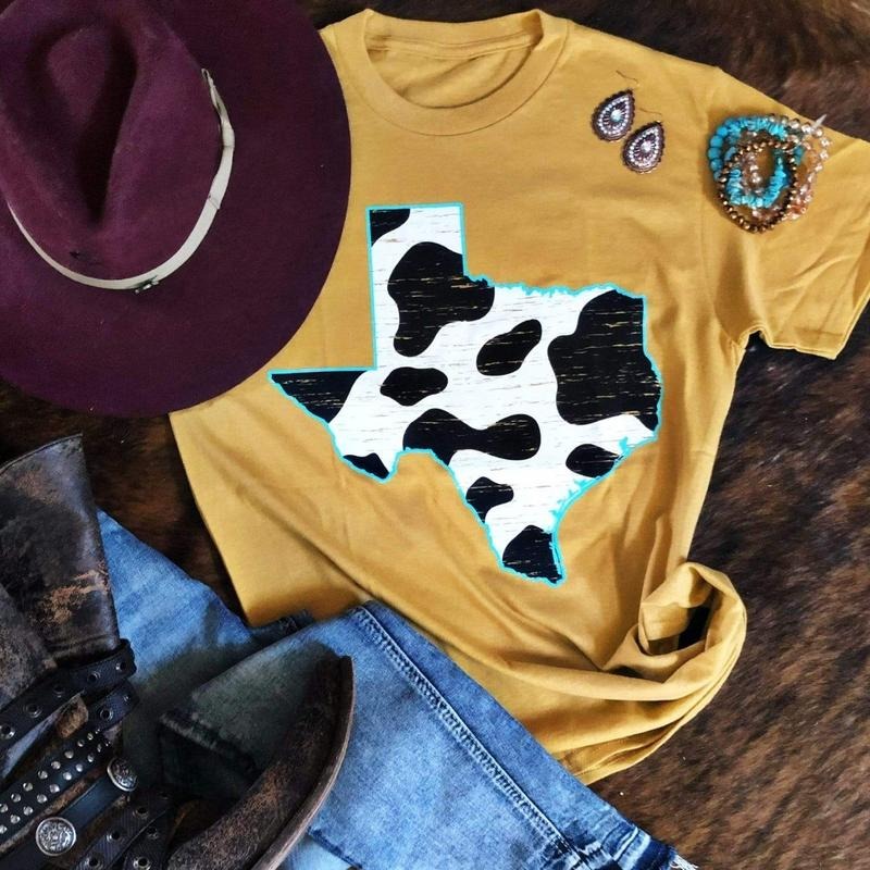 Texas Cow Pattern T-Shirts