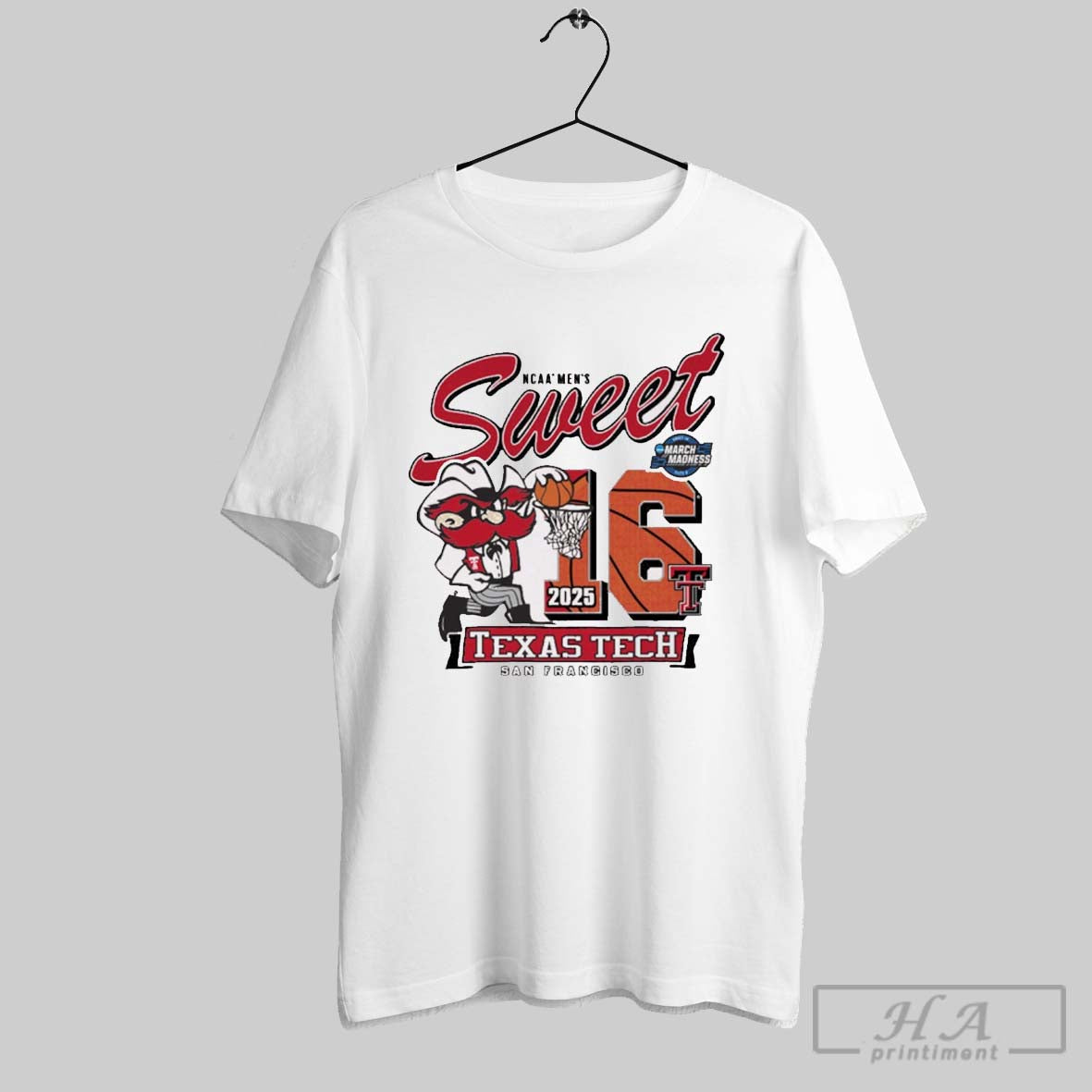 Texas Tech Red Raiders Basketball 2025 Ncaa Mens Sweet 16 Dunk On You Ivory San