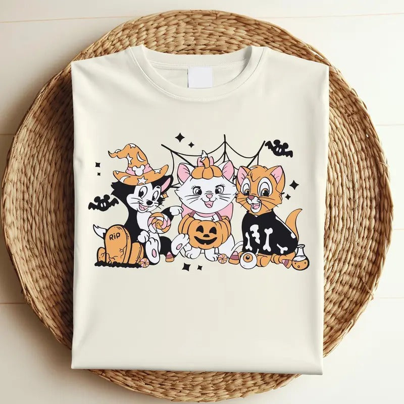 Aristocats Marie Toulouse Berlioz Halloween Shirt Funny Pumpkin Halloween Party Halloween Cat Lovers S50 T-Shirts