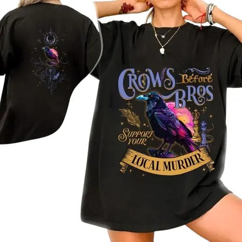 Cr0w Shirt Crows Before Bros Shirt Crow Shirt Crow Shirt Support Your Loca Murder Bird Halloween T-Shirts