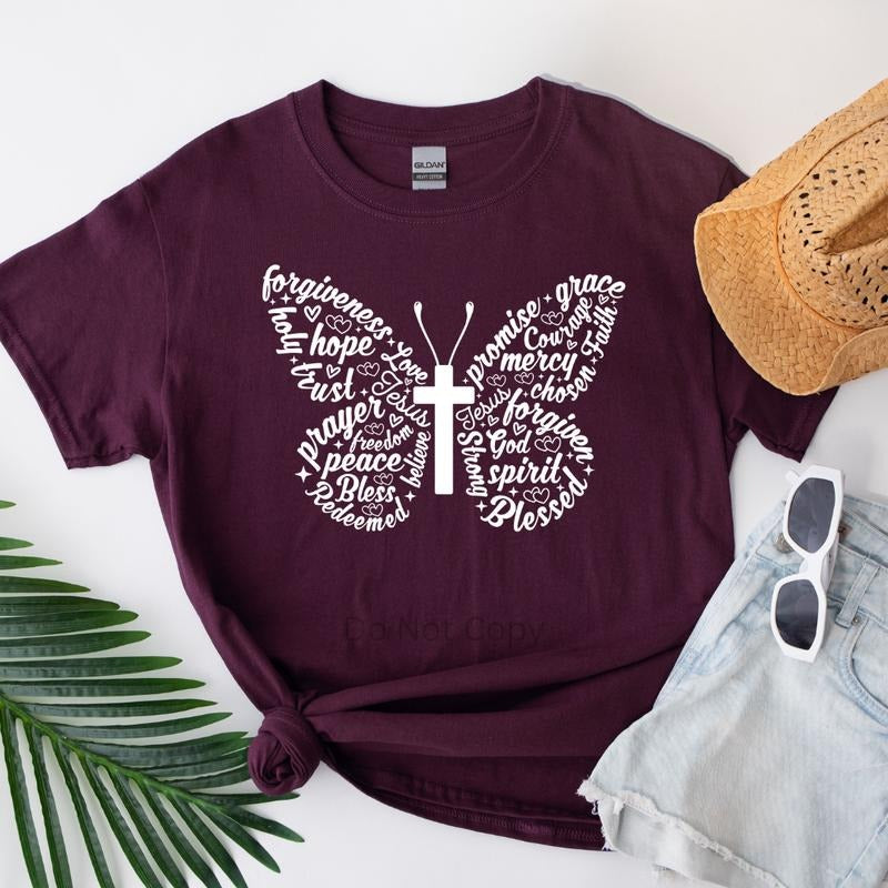 Cross Affirmation Screen Print Transfer T-Shirts