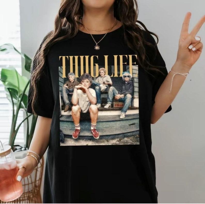 Golden Thug Life Vintage Shirt Her Casual T-Shirts