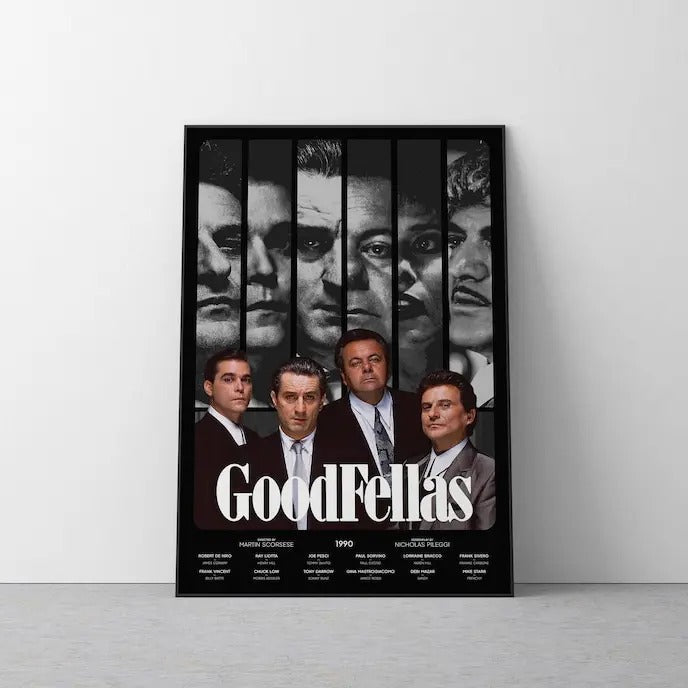 GoodFellas 1990 Halftone Movie Poster Grayscale Modern Poster Print Wall Art Mafia Crime T-Shirts