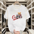 Little Bear Riding Motorcycle Is Cool Red Letters Are Trend Is Very Popular. Pure Cotton Material Comfortable Versatile Showing Personality Street T-Shirts
